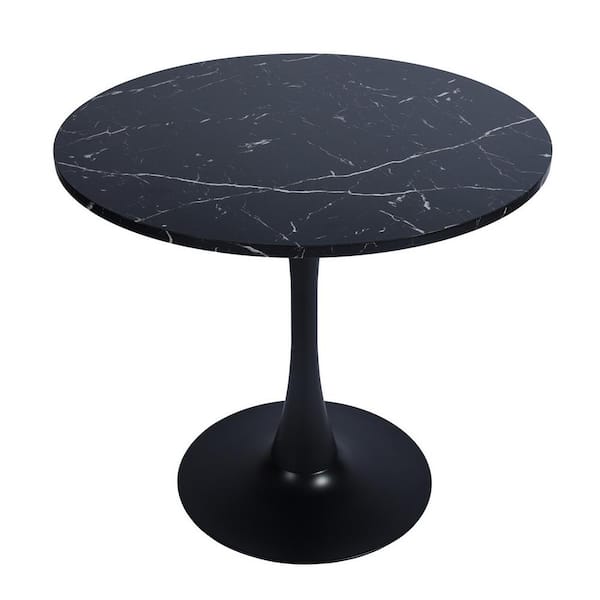 FurnitureR Round solid decorative table high table for home and kitchen Black