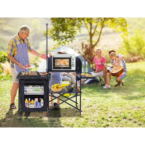 MUKE Camping Kitchen Station Camping Table Grill Folding