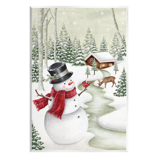 Stupell Industries Snowman on Snowy Path by Emma Leach 1-Piece Unframed Graphic Print Nature Poster Art Print 15 in. x 10 in.