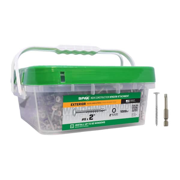 #8 x 2 in. Exterior and Interior T20 T-Star Wafer Head Window Installation Wood Screws (1000-Pieces)