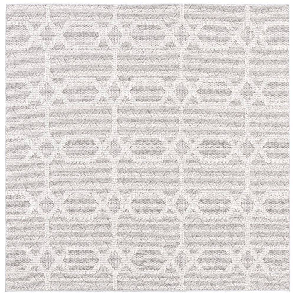 SAFAVIEH Global Gray/Ivory 7 ft. x 7 ft. High-Low Geometric Modern ...