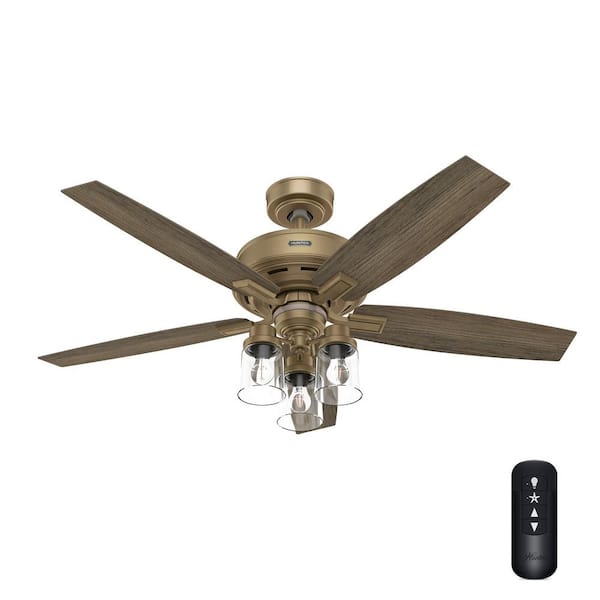 Hunter Ananova 52 in. Indoor Burnished Brass Smart Ceiling Fan with Light Kit and Remote Included