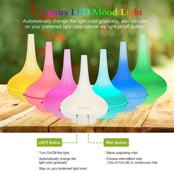 Tatahance Mini Cool Mist Humidifier with 7 Color LED Lights 4 Timer  Settings and Ultrasonic Aroma Essential Oil Diffuser D0102HAHXU7-F - The  Home Depot