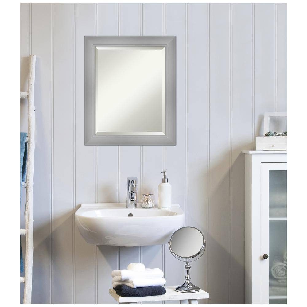 Flair 20x24-inch Beveled Rectangular Wall Mirror with Polished Nickel Frame