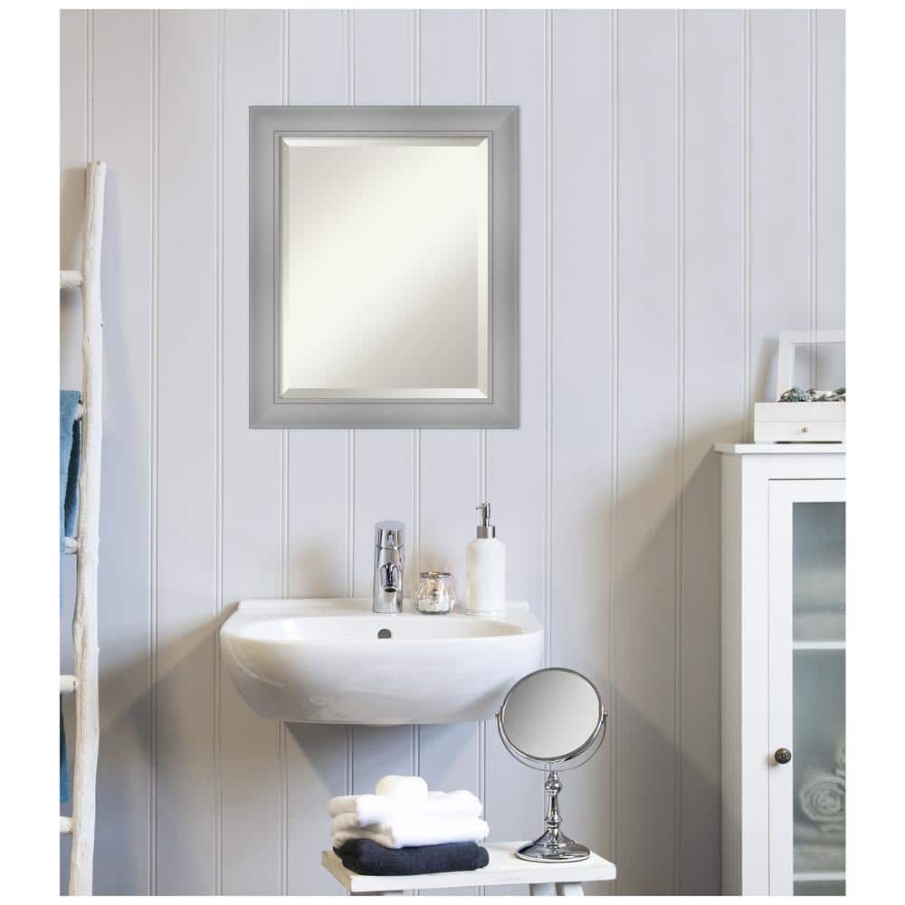 Flair 20x24-inch Beveled Rectangular Wall Mirror with Polished Nickel Frame