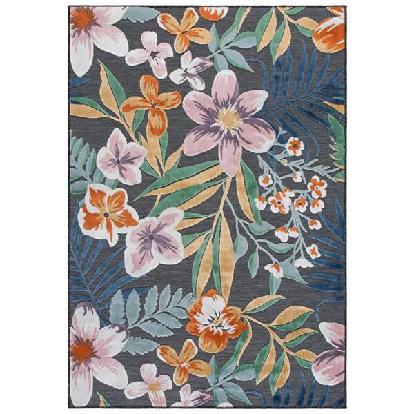 Cabana 5 x 8 Black/Multi Floral CBN454Z Area Rug