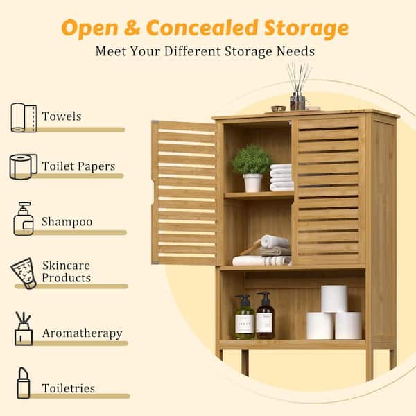 VEIKOUS 24.4 in. W x 66.9 in. H x 9.5 in. D Yellow Bamboo Over the