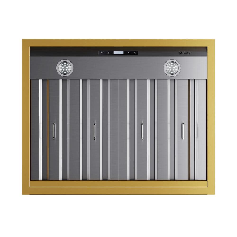 30-Inch Stainless Steel Wall Mounted Range Hood with Gold Trim