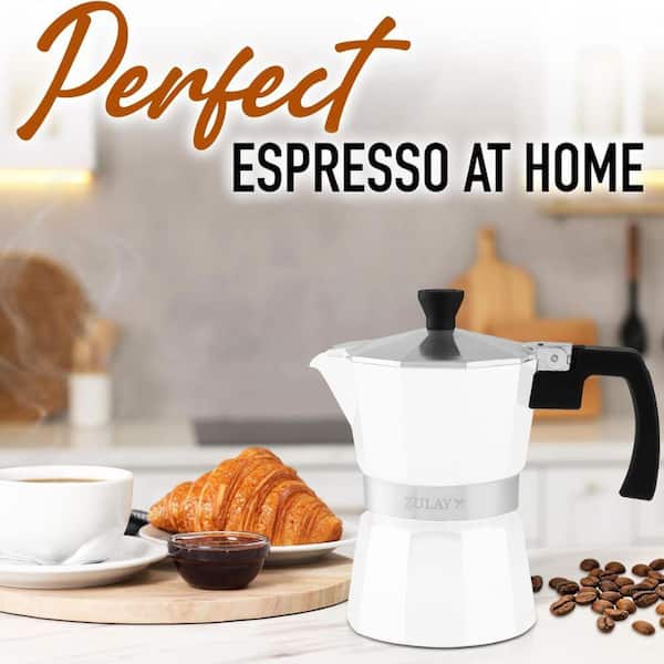 moka⭐️様　木曜日 Zulay Kitchen 3-Cup Premium Moka Pot Stovetop Espresso Maker-White