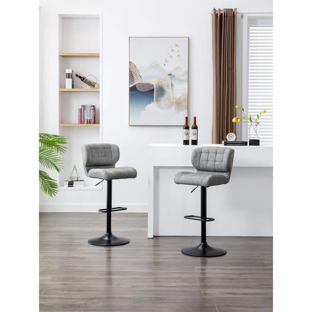 Dwell Home Inc Harvey 26 in. Pewter Grey MidBack Metal Adjustable Bar