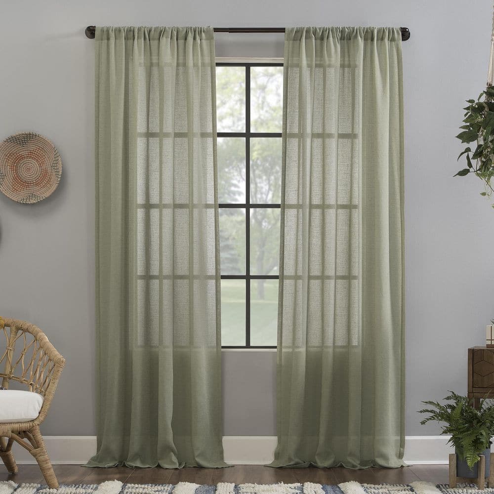 CLEAN WINDOW Cyon Crushed Texture Linen Blend 52 in. W x 96 in. L Sheer ...