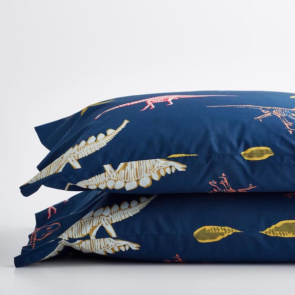 Company Kids by The Company Store Skeleton Dino Multicolored Graphic 200 Thread Count Cotton Percale Standard Pillowcase (Set of 2)
