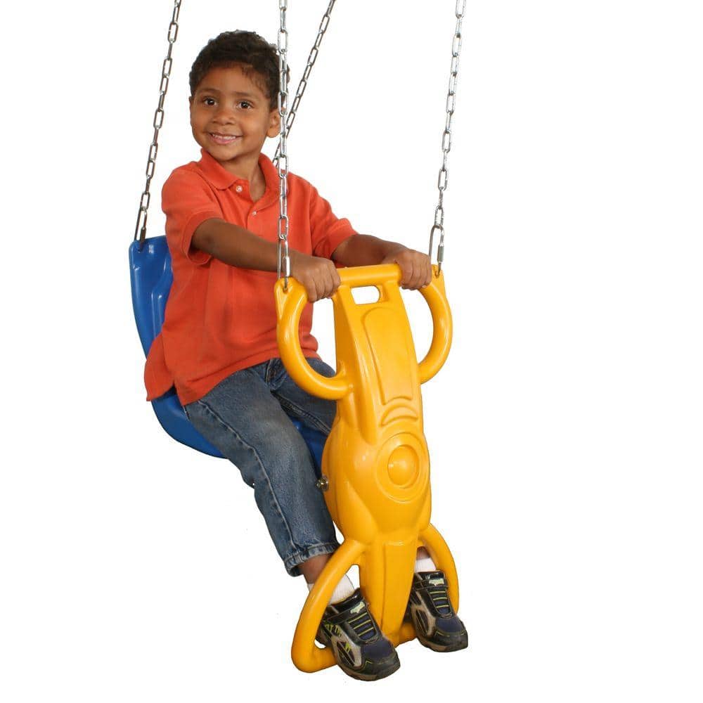 ErgoGlide Single-Child HDPE Swing in Blue and Yellow