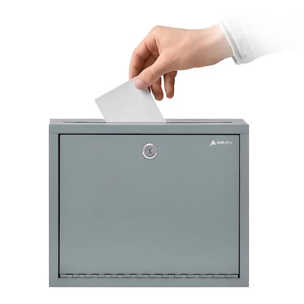 Gray Wall Mountable Large Steel Drop Box Secure Mailbox (2-Pack)