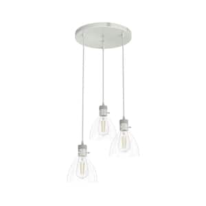 Van Nuys 3 Light Brushed Nickel Waterfall Chandelier with Clear Glass Shades Dining Room Light
