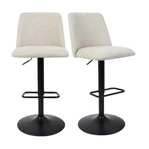 Bruno Beige Adjustable 24"-32" Seat Height High Back Bar Stool (Set of 2) (17 in. W x 32-44 in. H)