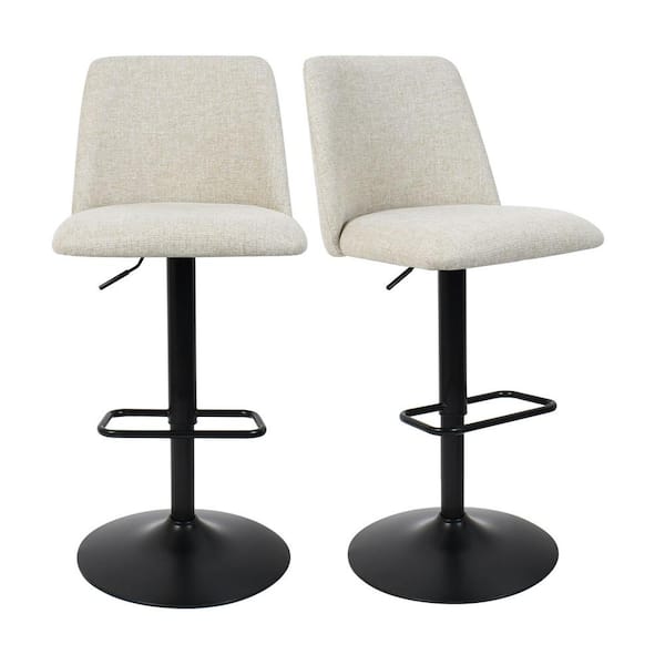 LAOTIES Bruno Beige Adjustable 24"-32" Seat Height High Back Bar Stool (Set of 2) (17 in. W x 32-44 in. H)