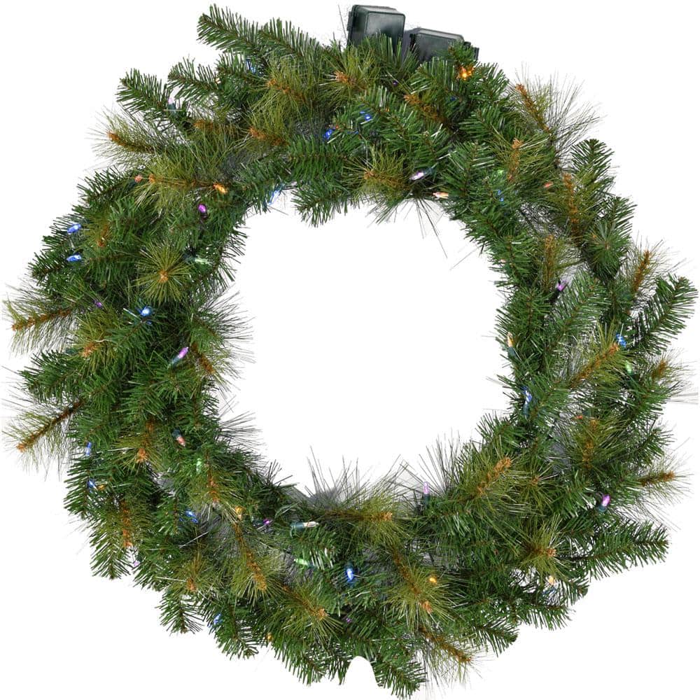 48 in. Southern Peace Artificial Holiday Wreath with Multi-Colored Battery-