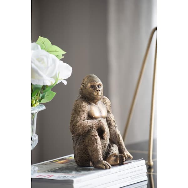 Kare Design  Deco Figurine Monkey Gorilla Side Medium Gold