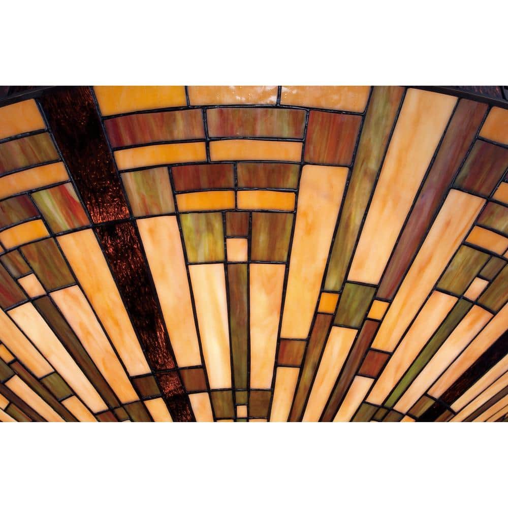 Stephen Vintage Bronze 40" Tiffany Glass Pendant Light