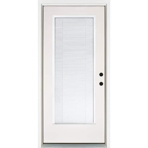 MP Doors 36 in. x 80 in. Smooth White Left-Hand Inswing Full-Lite Blinds Glass Finished Fiberglass Prehung Front Door