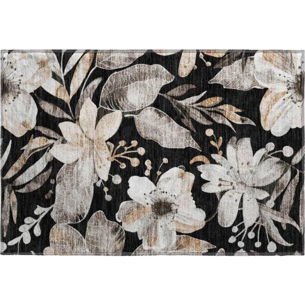 Mayfield Premium Machine Washable Abstract AMF2260 Black 2 ft. x 3 ft. Accent Rug