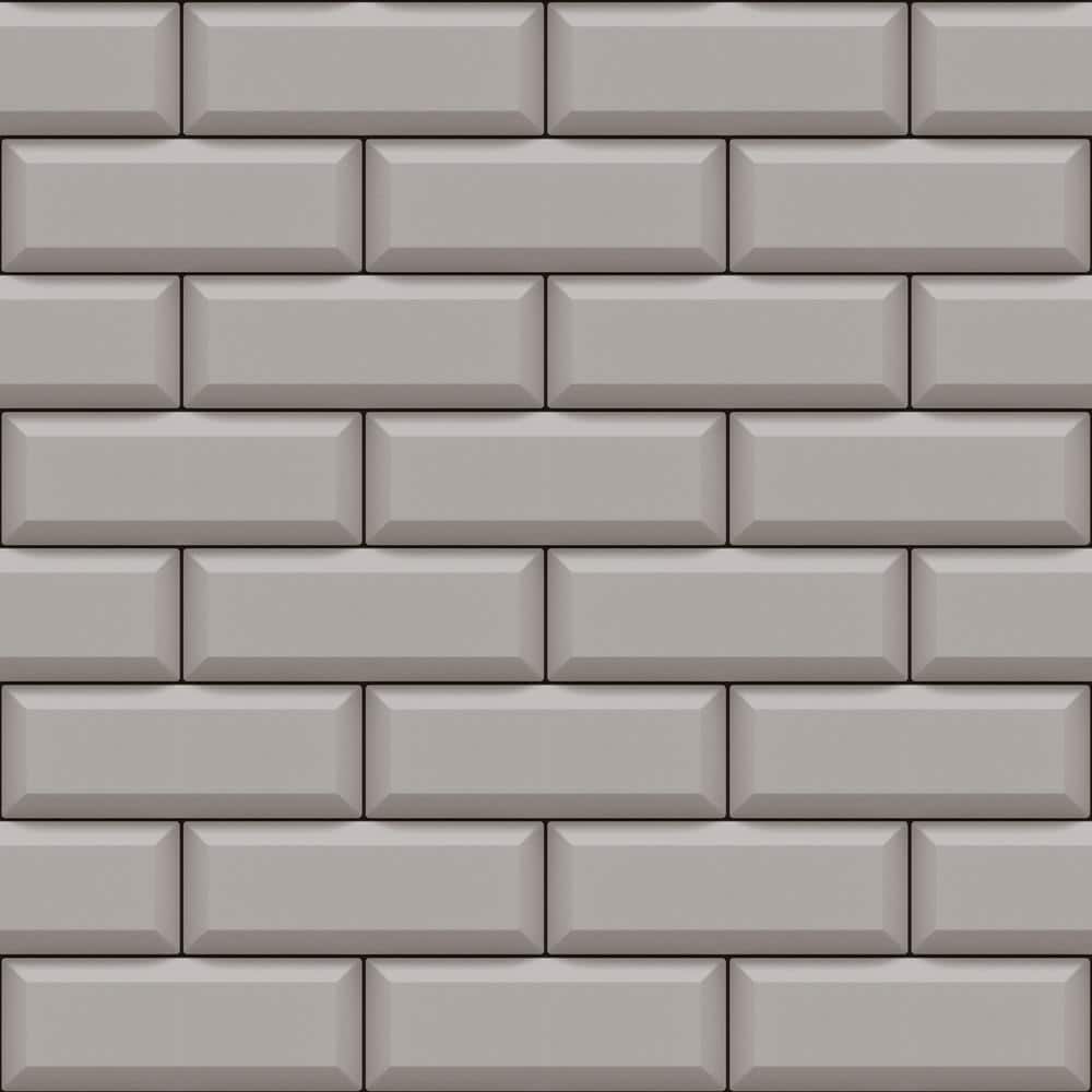 Into The Wild Beige Metallic Metro Tile Non-pasted Non-woven Paper Wallpape