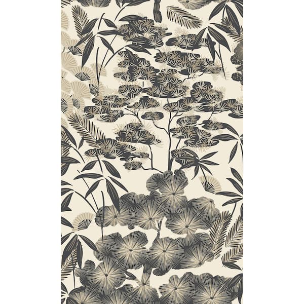 Walls Republic White Oriental Leaves Tropical Printed Non-Woven Paper Non Pasted Textured Wallpaper 57 sq. ft.