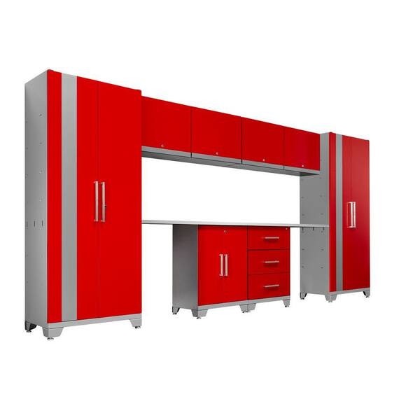 NewAge Products Performance 75 in. H x 156 in. W x 18 in. D Steel Garage Cabinet Set in Red (10-Piece)