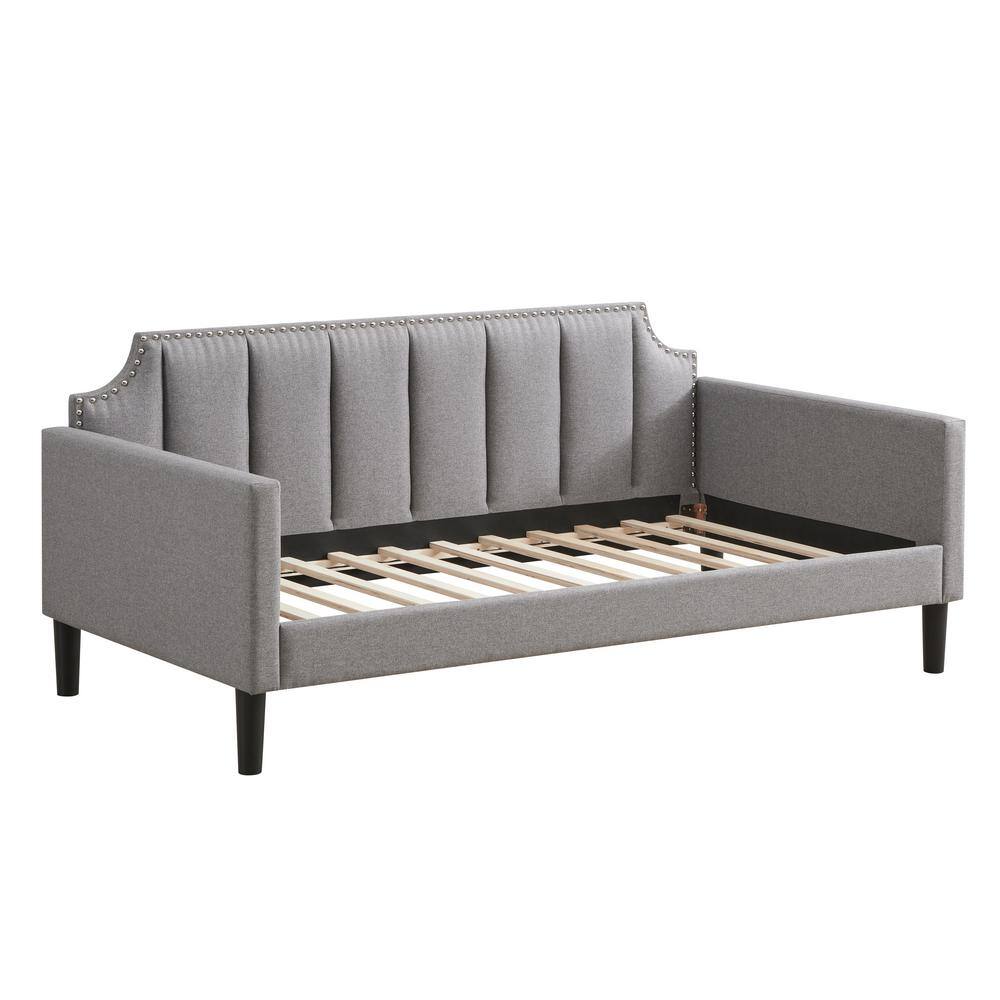 LuXeo Skylar Gray Twin Size Upholstered DaybedLUE8266GRY The Home