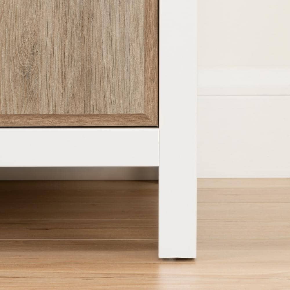 Pure White and Rustic Oak 4-Drawer Chest with Metal Handles
