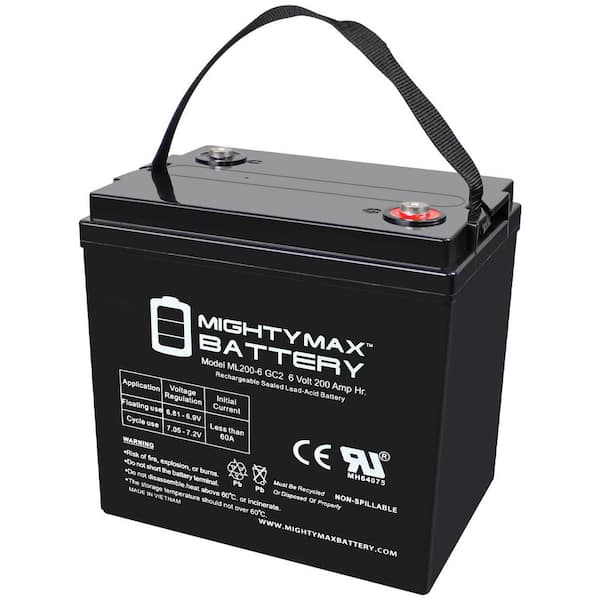 MIGHTY MAX BATTERY ML200-6GC2 - 6 Volt 200 AH, Internal Thread (INT)  Terminal, Rechargeable SLA AGM Battery for Golf Cart MAX3971249 - The Home  Depot