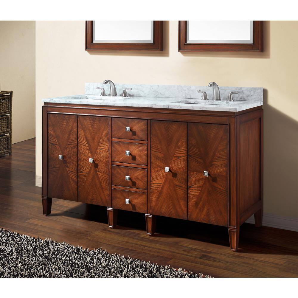 Brentwood 61'' Light Wood Double Vanity with Marble Top