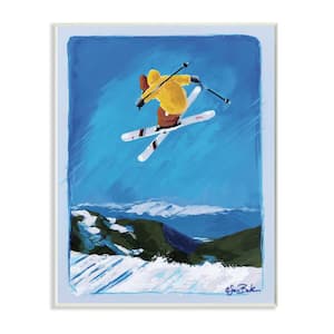 "Winter Athlete Ski Jump Snow Sports" by Sarah Baker Unframed Sports Wood Wall Art Print 10 in. x 15 in.