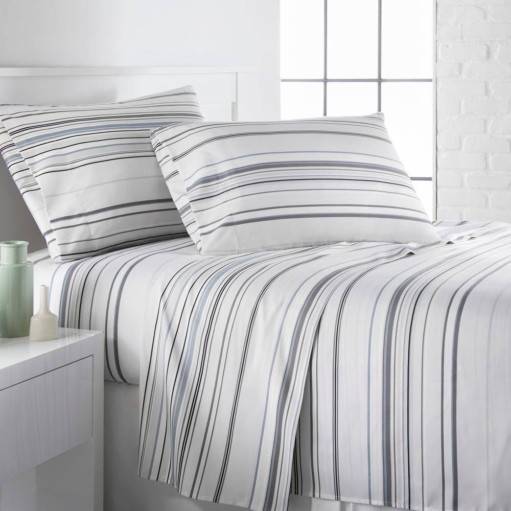 Southshore Fine Linens Southshore Stripe 3-Piece Grey Microfiber Twin XL  Deep Pocket Sheet Set SS-STRP-GRY-TXL - The Home Depot