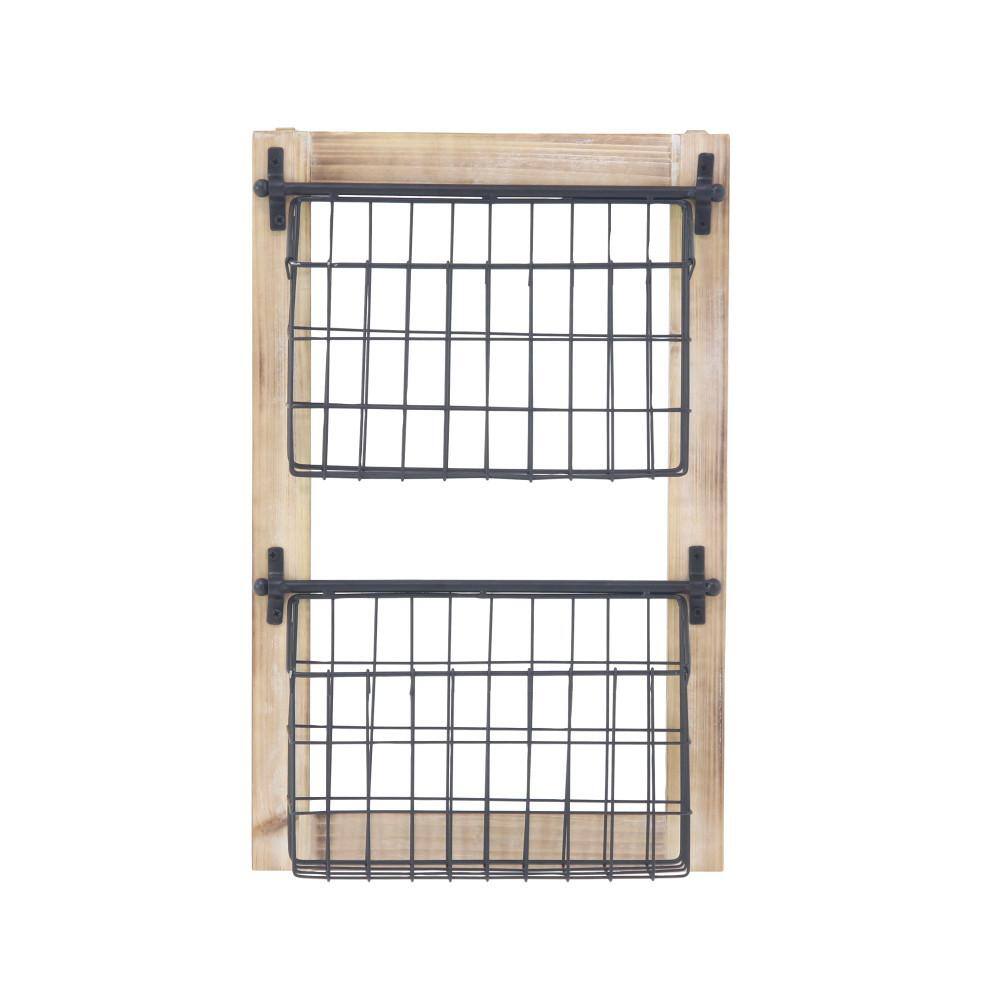 Litton Lane Black Wall Mounted Magazine Rack Holder With Suspended 