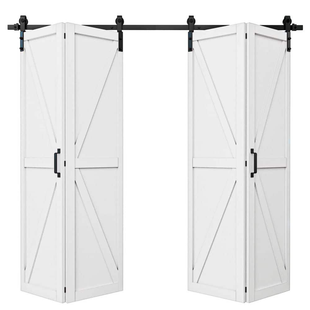 80 in. x 84 in. K-Shape Paneled White Finished Solid Core MDF Composite Bifold Sliding Barn Door with Hardware Kit price history on PriceWatchPro