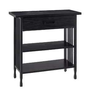 Ironcraft 30 in. W Black Wash 1-Drawer 2-Shelf Wood and Metal Bookcase