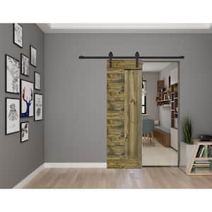 L Series 28 in. x 84 in. Aged Barrel Finished Solid Wood Barn Door Slab - Hardware Kit Not Included