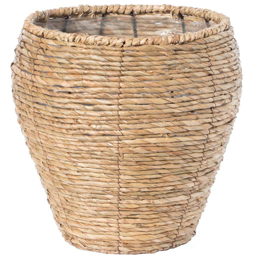 Vintiquewise Medium Cattail Leaf Woven Round Flower Pot Planter Basket ...