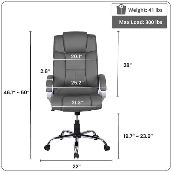 Homestock Gray High Back Executive Premium Faux Leather Office Chair with Back Support, Armrest and Lumbar Support