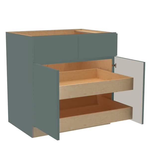 Hargrove 33 in. W x 24 in. D x 34.5 in. H Assembled Plywood Base Kitchen Cabinet in Verdant Green with 2ROT Soft Close