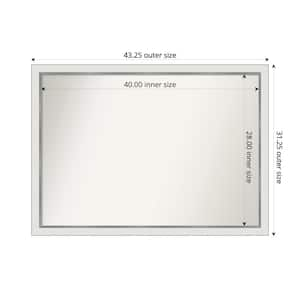 Medium Rectangle Satin White Silver Casual Mirror (31 in. H x 43 in. W)