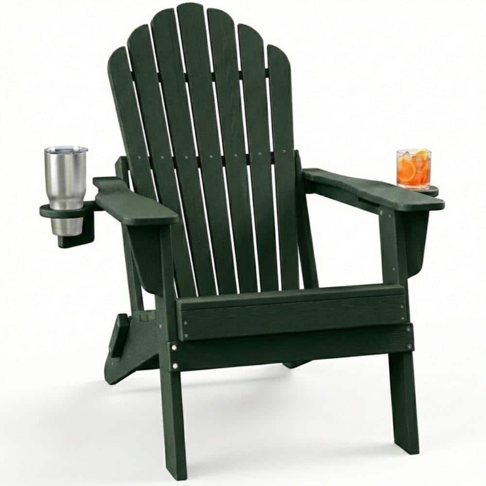 Upgraded Folding All-Weather HDPE Adirondack Chair with Dual Cup Holders, 37.8 in. Extra High Back & Reinforced Seat price history on PriceWatchPro