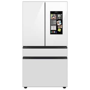 Bespoke 23 cu. ft. Customizable 4-Door French Door Smart Refrigerator with White Glass Family Hub Panel, Counter Depth
