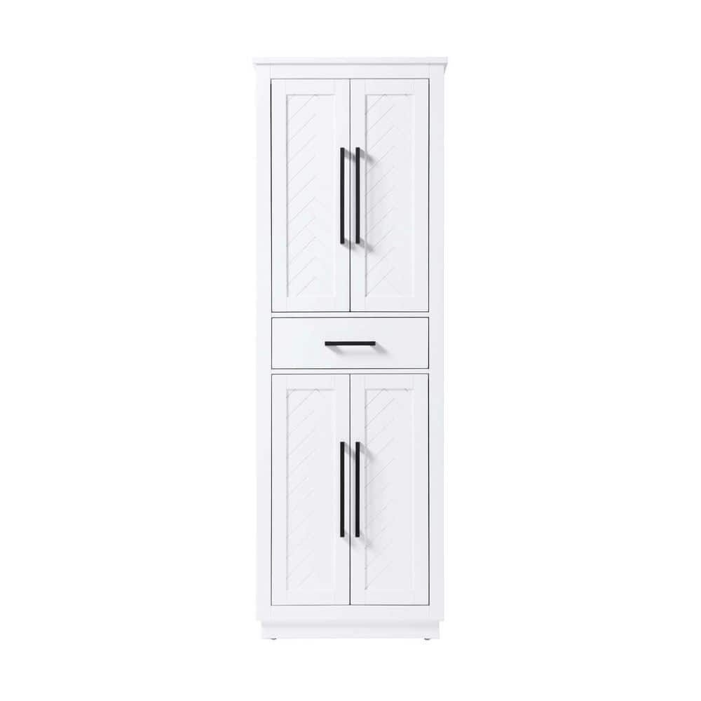 24 in. W x 18 in. D x 72 in. H White Freestanding Linen Cabinet