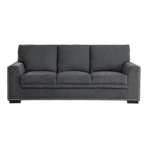 EVERGLADE HOME Driggs 84 in. Square Arm Chenille Straight in Brown