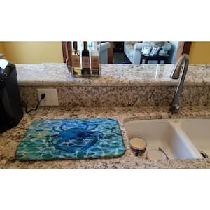 14 in. x 21 in. Multicolor Blue Crab Under Water Dish Drying Mat