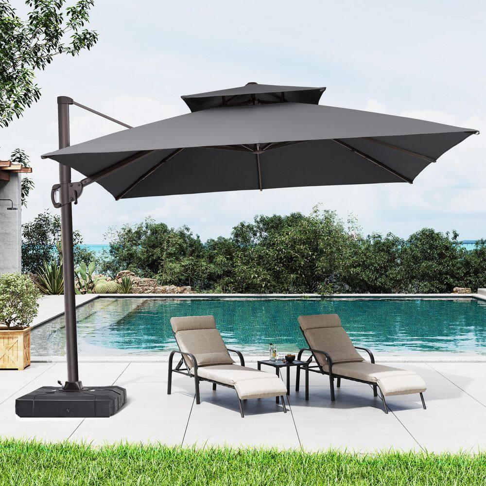 10.5 ft. x 10.5 ft. Double Top Cantilever Tilt Patio Umbrella in Dark Gray with 260 lbs. Base Stand price history on PriceWatchPro