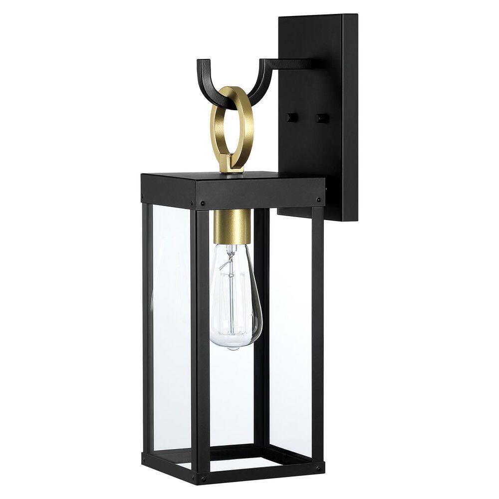 Hukoro Martin 19.3 in. Matte Black Outdoor Wall Lantern with Clear Glass  Shade and Gold Key Design F14511-WL - The Home Depot